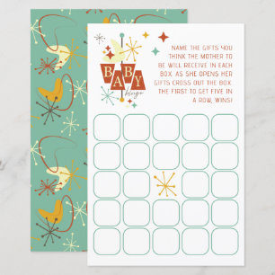 Mid-Century Modern Baby Shower Bingo Game – Retro 