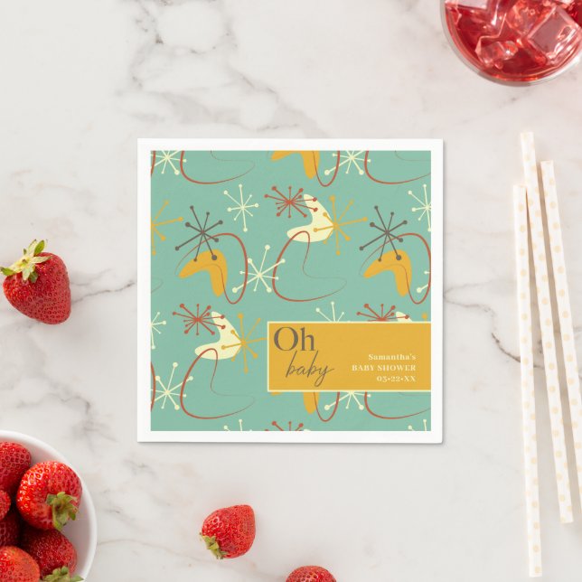 Mid-Century Modern Baby Shower Napkins - Retro  (Insitu)