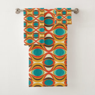 Mid-Century Modern Bath Towel, Eye Patterns Bath Towel Set
