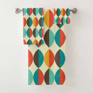 Mid-Century Modern Bath Towel, Lens Pattern Towel Set