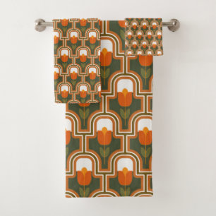 Mid century modern  bath towel set