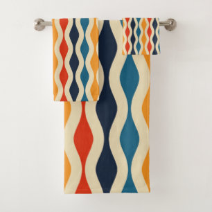 Mid century modern  bath towel set