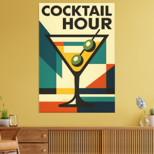 Mid Century Modern Bauhaus Cocktail Hour Martini Canvas Print
