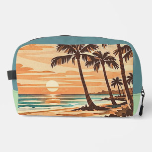 mid century modern beach Hawaii sunset palm trees Dopp Kit