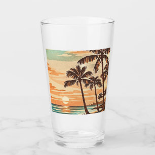 mid century modern beach Hawaii sunset palm trees Glass