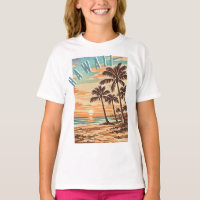 mid century modern beach Hawaii sunset palm trees 