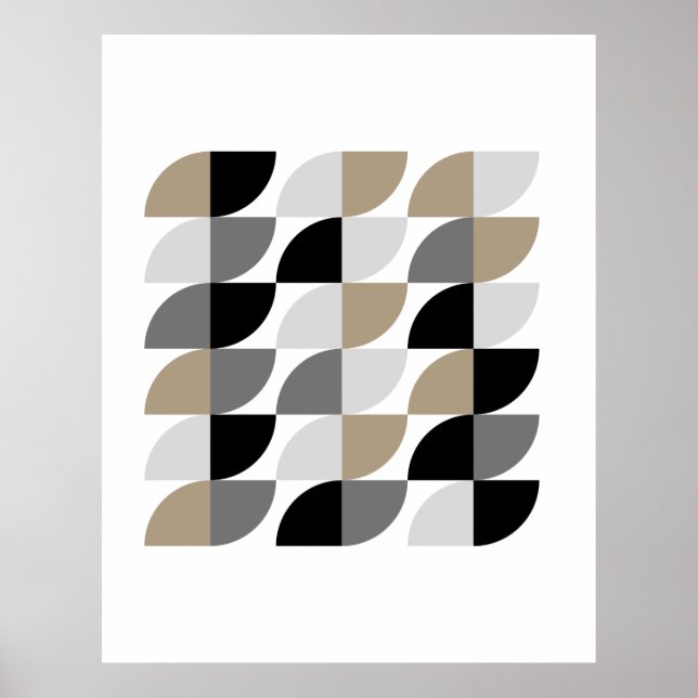 Mid-Century Modern Beige Shapes Poster (Front)