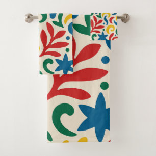 Mid Century Modern Biophilic Pattern Bath Towel Set