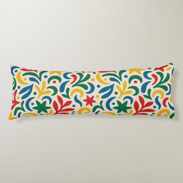 Mid Century Modern Biophilic Pattern Body Pillow (Front)