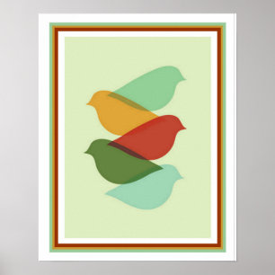 Mid Century Modern Bird Design Print