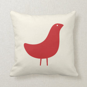 Mid Century Modern Bird Throw Pillow in Red