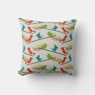 Mid Century Modern Birds Throw Pillow