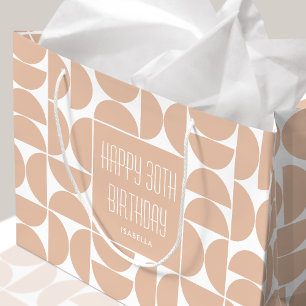 Mid-Century Modern Birthday Retro 30th Pink Large Gift Bag
