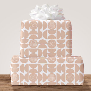 Mid-Century Modern Birthday Retro 30th Pink Wrapping Paper