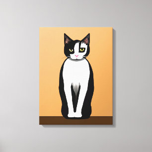 Mid Century Modern Black and White Cat Canvas Print