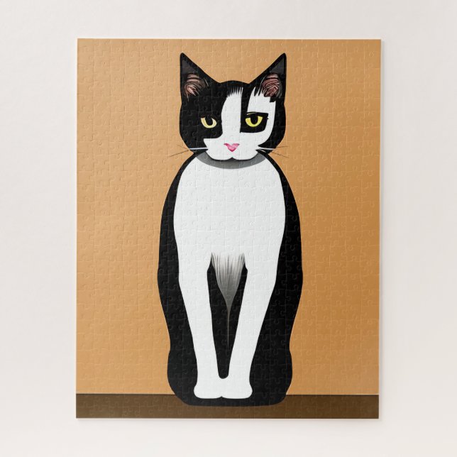 Mid Century Modern Black and White Cat Jigsaw Puzzle (Vertical)