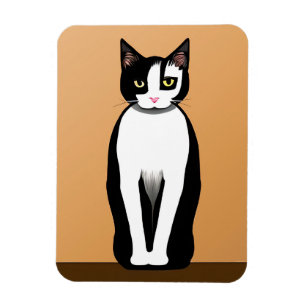 Mid Century Modern Black and White Cat Magnet