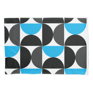 Mid-Century Modern Black blue and Gray Pillowcase