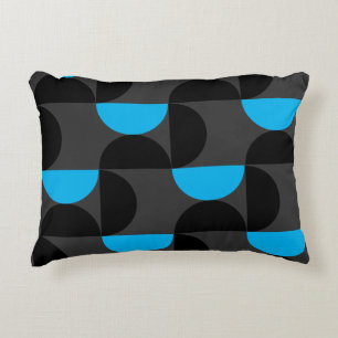 Mid-Century Modern Black blue and Grey    Accent Pillow
