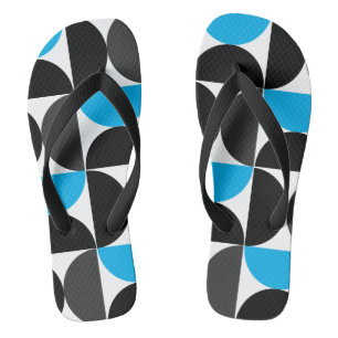 Mid-Century Modern Black blue and Grey         Flip Flops