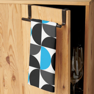 Mid-Century Modern Black blue and Grey Kitchen Towel