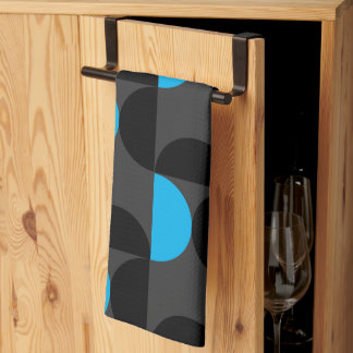 Mid-Century Modern Black blue and Grey    Kitchen Towel