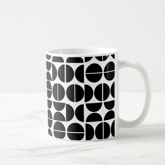 Mid-century modern black circle abstract coffee mug (Right)