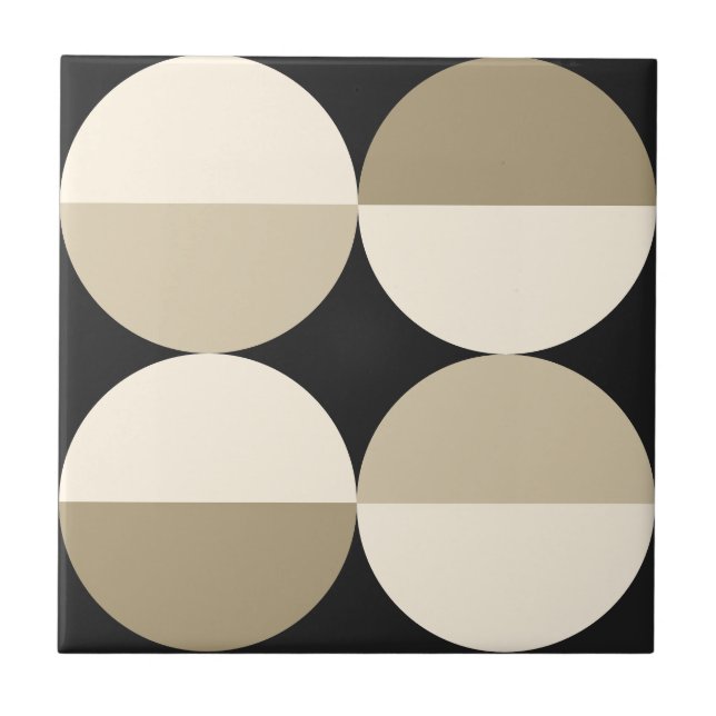 Mid Century Modern black circles geometric pattern Tile (Front)