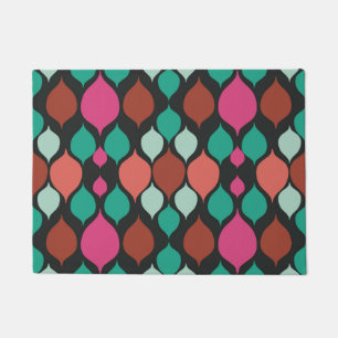 Mid Century Modern Black Geometric  Bath Mat