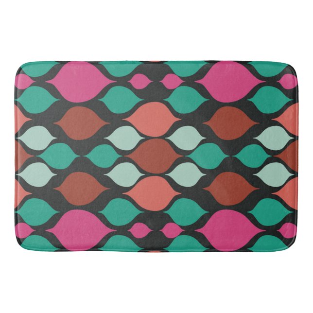 Mid Century Modern Black Geometric  Bath Mat (Front)