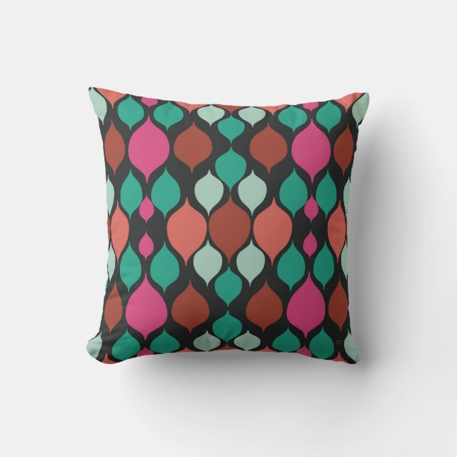 Mid Century Modern Black Geometric Throw Pillow (Front)