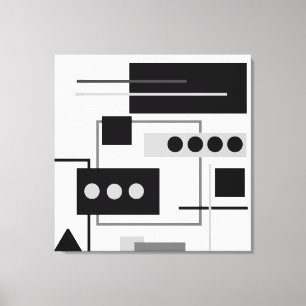 Mid Century Modern Black, Grey White Abstract Canvas Print