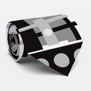 Mid Century Modern Black, Grey White Abstract Tie