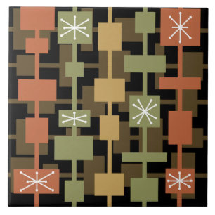Mid Century Modern Black Multicolored Tile