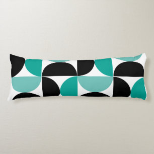 Mid-Century Modern Black white and mint Body Pillow