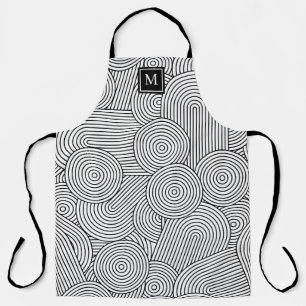 Mid Century Modern Black White Monogrammed Initial Apron