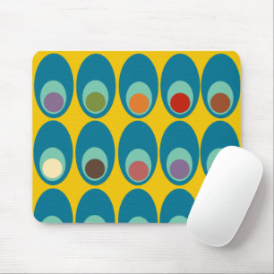 Mid-Century Modern Blue Eggs Mouse Pad