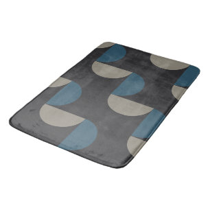 Mid-Century Modern Blue Gray Gunmetal    Bath Mat