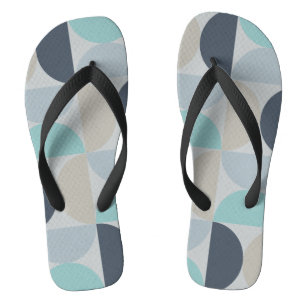 Mid-Century Modern blue green and grey  Flip Flops