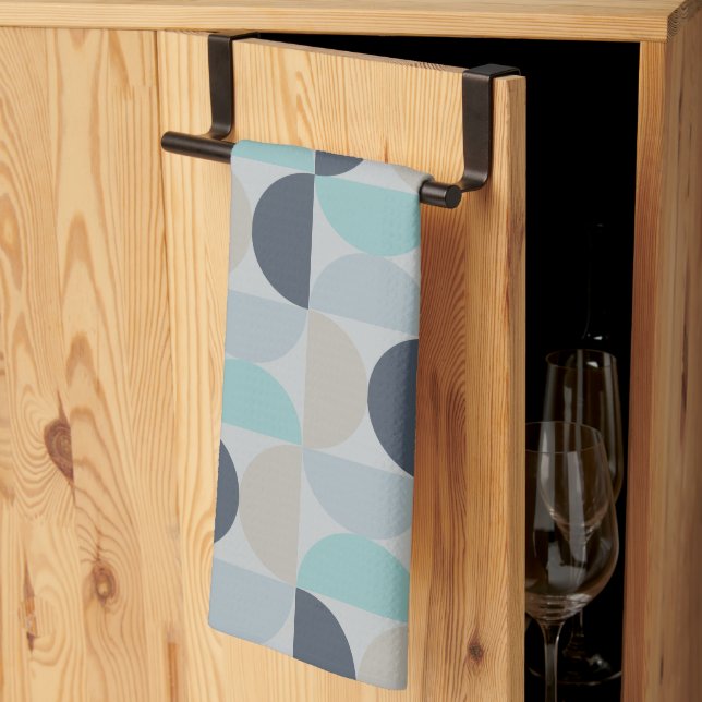 Mid-Century Modern blue green and grey   Kitchen Towel (Thirds Fold)