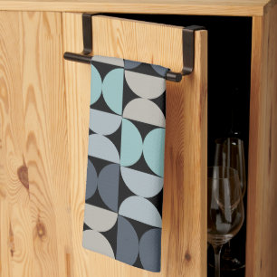 Mid-Century Modern blue green and grey Kitchen Towel