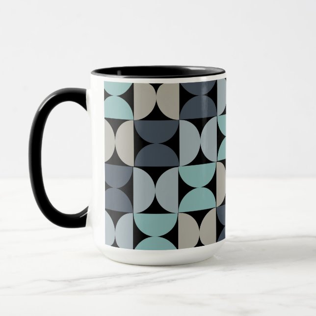 Mid-Century Modern blue green and grey   Mug (Left)