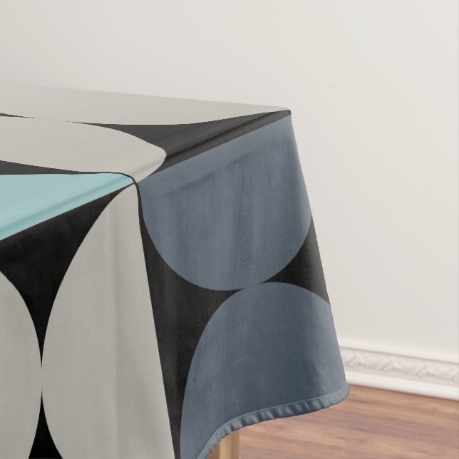 Mid-Century Modern blue green and grey   Tablecloth (In Situ)