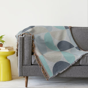 Mid-Century Modern blue green and grey   Throw Blanket