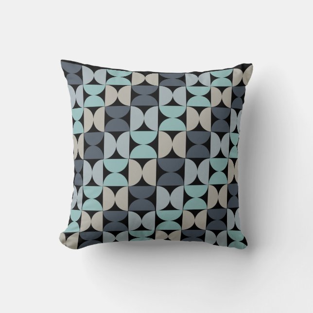 Mid-Century Modern blue green and grey   Throw Pillow (Front)