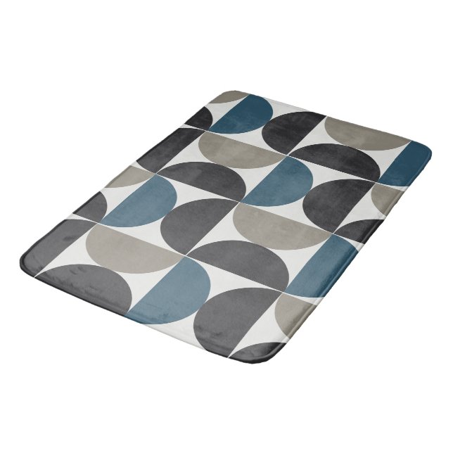 Mid-Century Modern Blue Grey Gunmetal   Bath Mat (Angled)