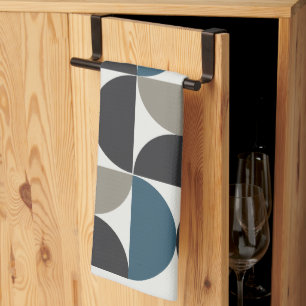 Mid-Century Modern Blue Grey Gunmetal Kitchen Towel
