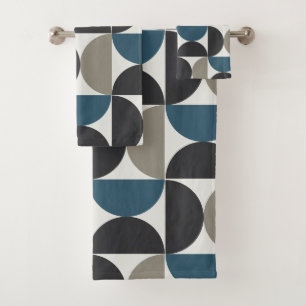 Mid-Century Modern Blue Grey Gunmetal Towel