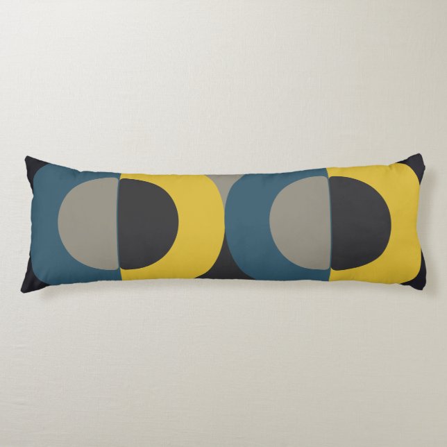 Mid-Century Modern Blue yellow Gunmetal    Body Pillow (Front)