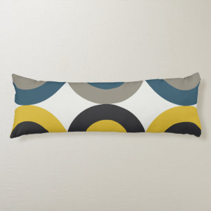 Mid-Century Modern Blue yellow Gunmetal   Body Pillow